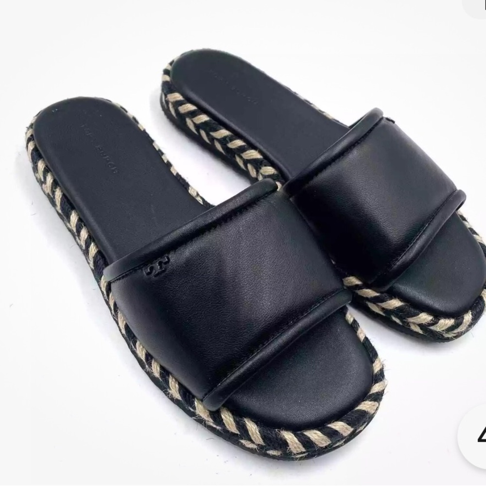 Tory Burch perfect black espadrilles Sz 10 NWT! FLAT / platform